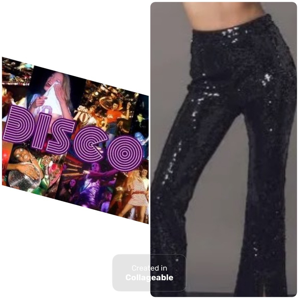 ‼️WOW DISCO VINTAGE sequin dance pants‼️FUN STATEMENT PANTS‼️🖤🖤